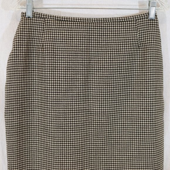 Vertigo Paris Vintage 90s Wool Houndstooth Pencil Skirt Cream Black Size 10 - Picture 3 of 9